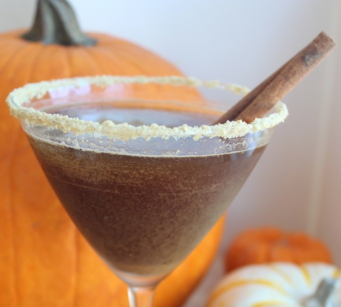 Pumpkin Spice Latte Martini with crushed graham cracker rim