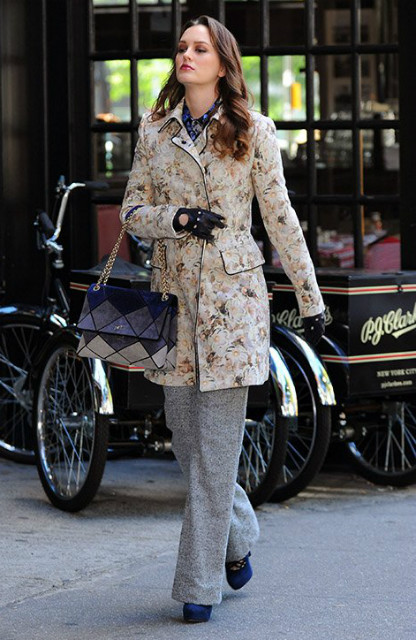 blair waldorf floral jacket mosaic bag gossip girl