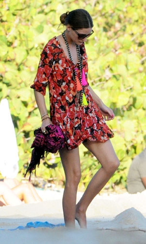 Olivia-Palermo_st barts coral floral beach coverup dress