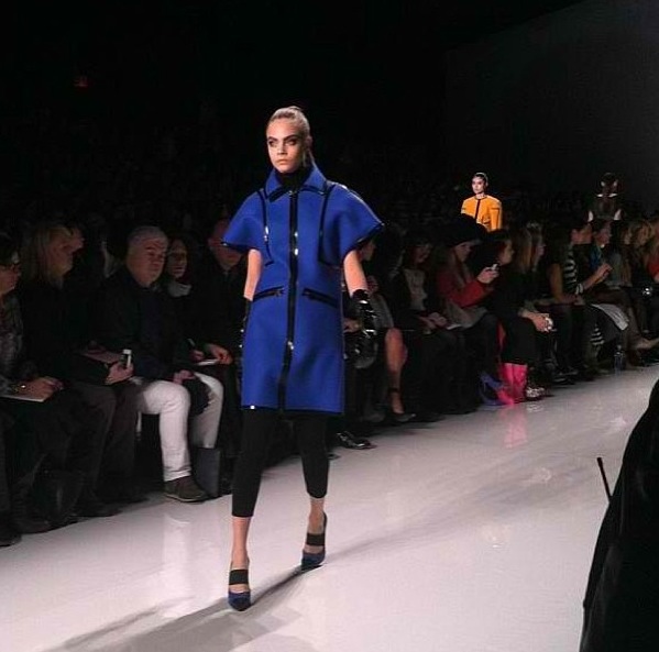 cara delevigne blue coat ny Fashion Week model michael kors
