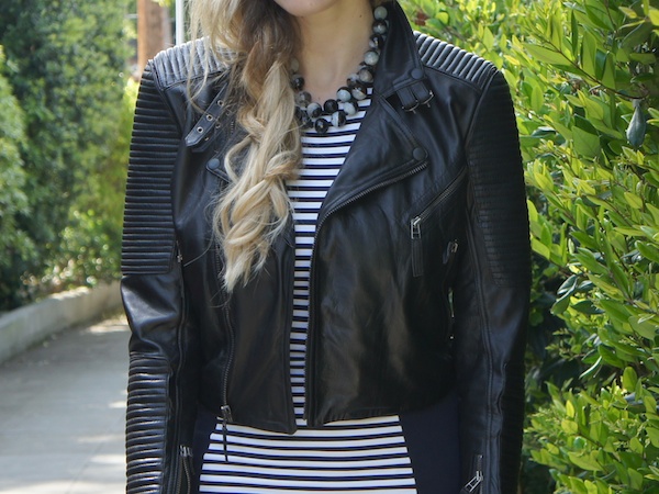 How-To-Wear-A-Cropped-Leather-Jacket-With-A-Dress