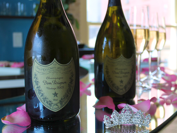 bachelorette party ideas - dom perignon champagne and rose petals Andaz san diego 2