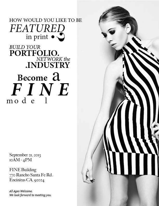Calling Models For Casting Call In San Diego For FINE Magazine