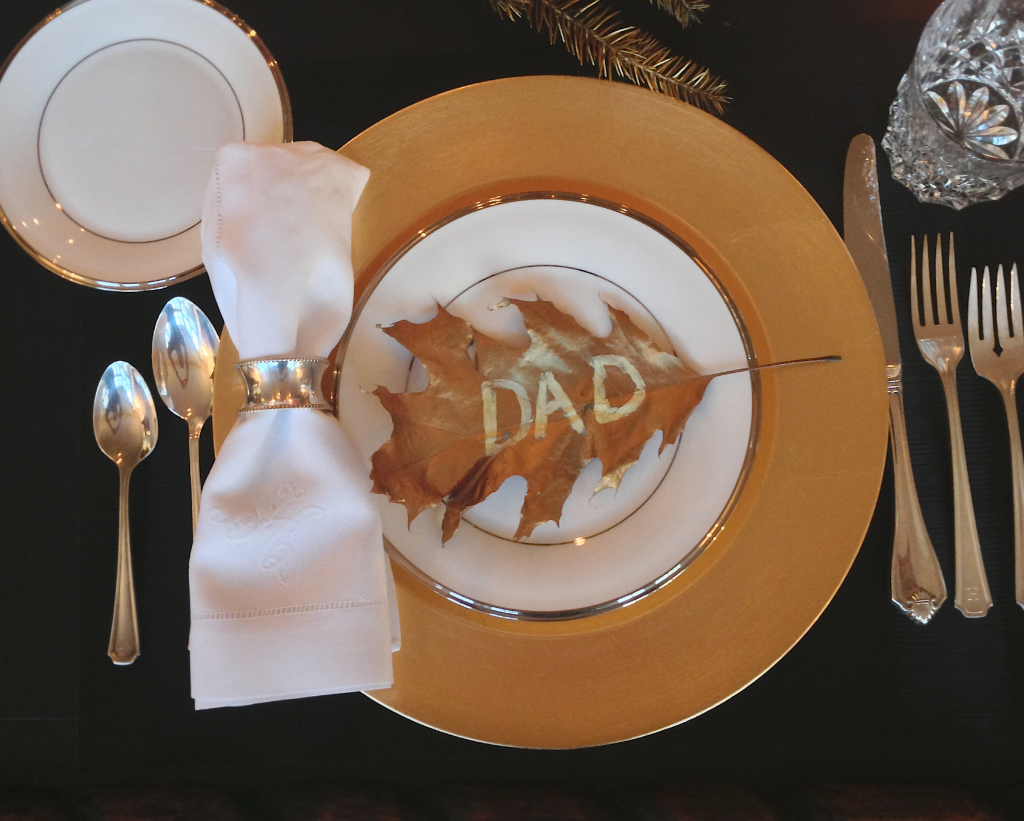 Gold Leaf Place Settings - DIY Name Cards for Holiday Season