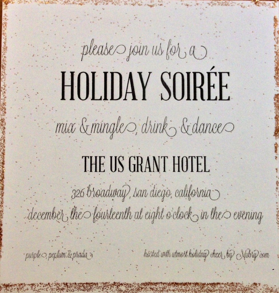 holiday party us grant hotel invitation diy glitter
