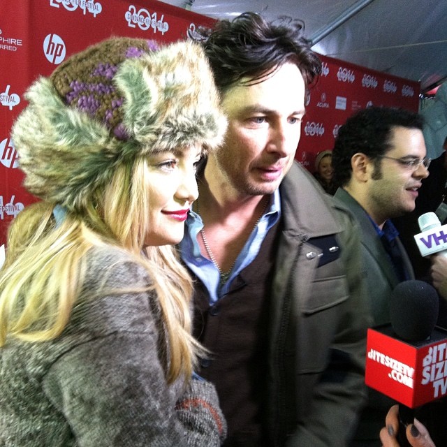 Kate Hudson Zach Braff Trapper fur hat