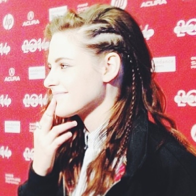 Kristen Stewart side braided hair sundance