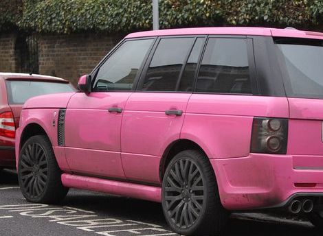 Katie Price's vehicle pink range rover la jolla