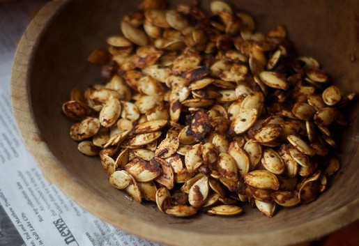 sophisticated pumpkin recipes - toasted pumpkin seeds for halloween or thanksgiving