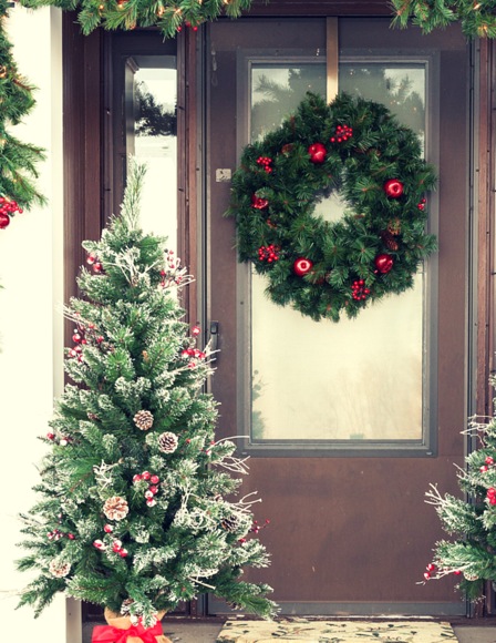 Outdoor Christmas Decoration Ideas - decorated potted trees