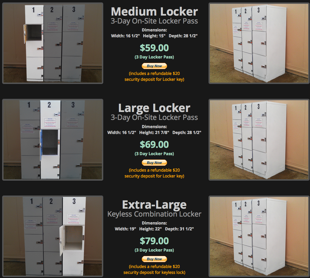 KAABOO lockers what to pack