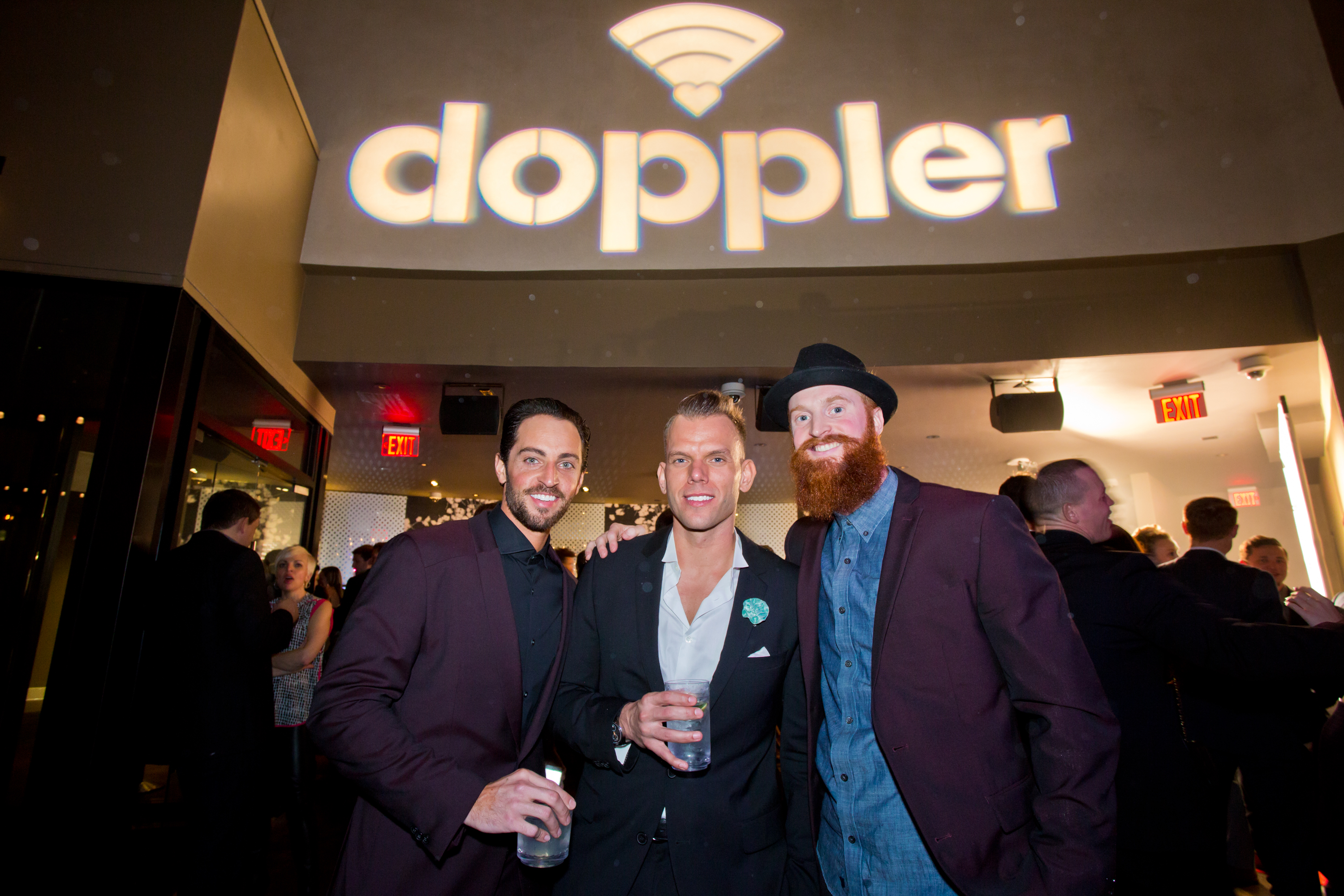 3 men at dating app launch party