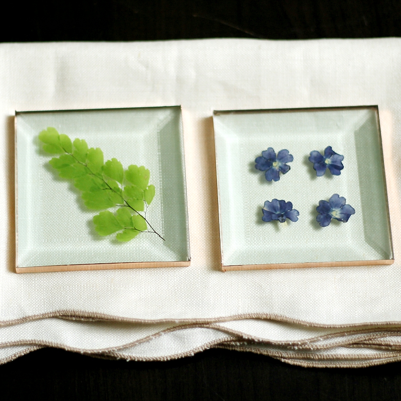 pressed flower glass coasters - DIY Mother's Day Gift Idea
