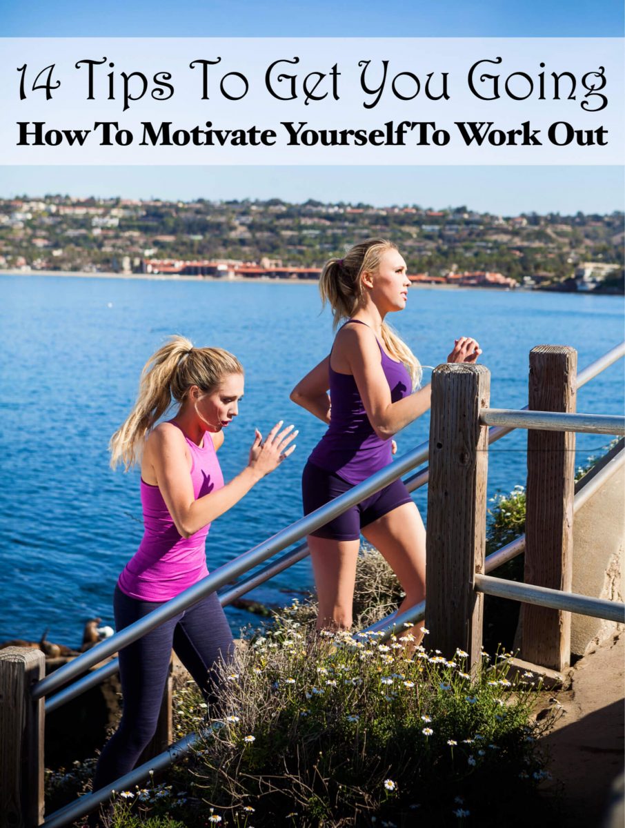 how to motivate yourself to work out - 14 tips to get you exercising. Nubry sisters running stairs by La Jolla cove.