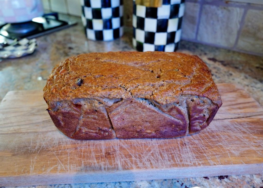 buckwheat banana bread - fermented and refined sugar free on cutting board