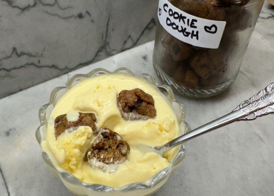 Vanilla Ice cream with homemade cookie dough