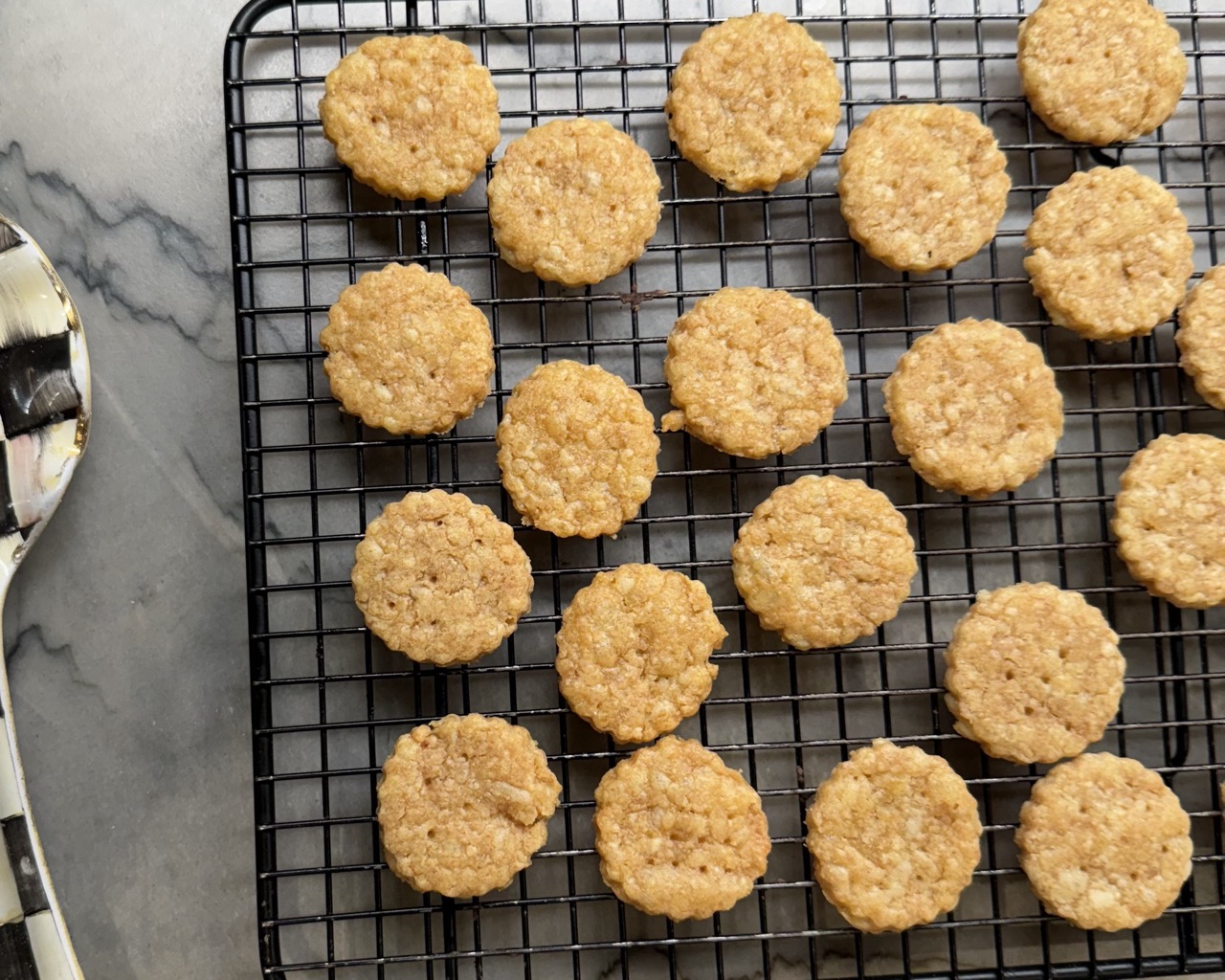 healthy Ritz crackers on cooling rack