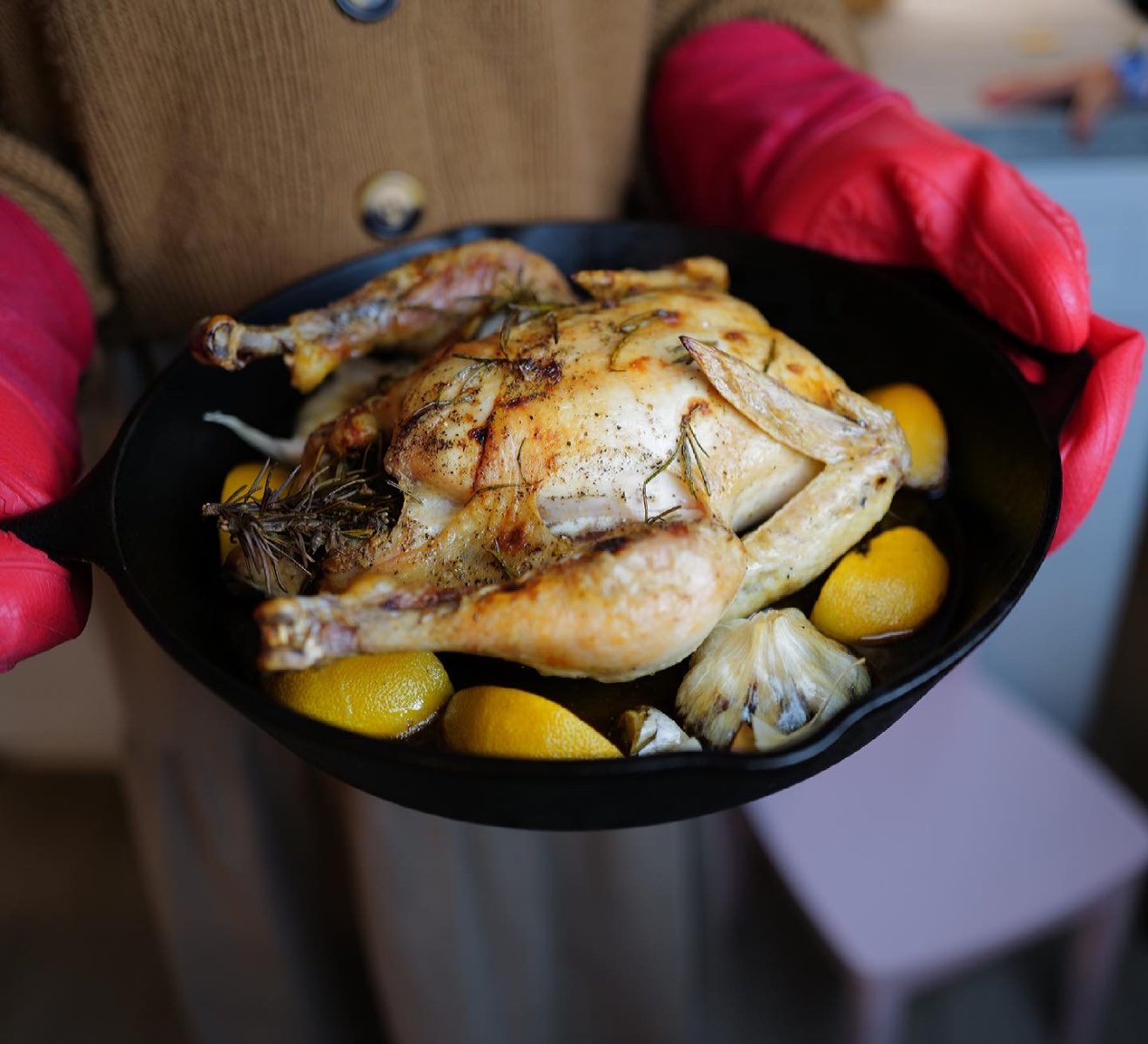 lemon chicken roast in cast iron