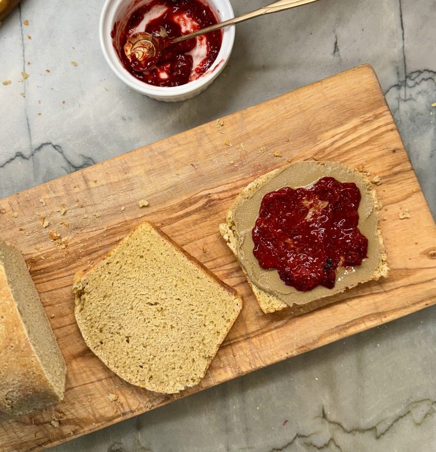 strawberry jam on bread