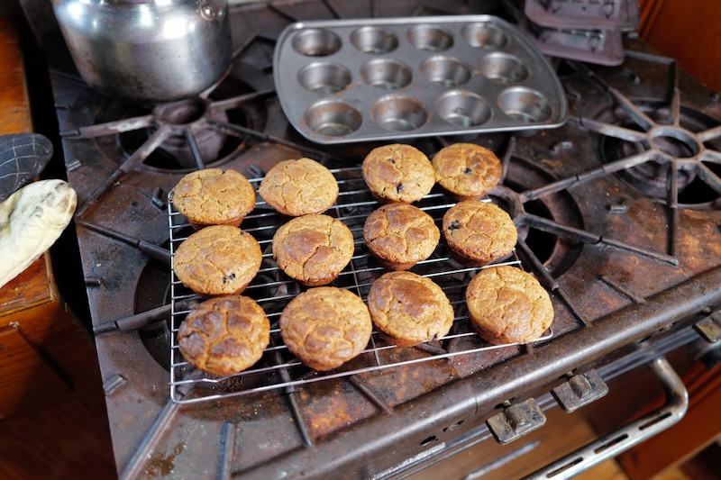 zucchini muffins on cooling rack