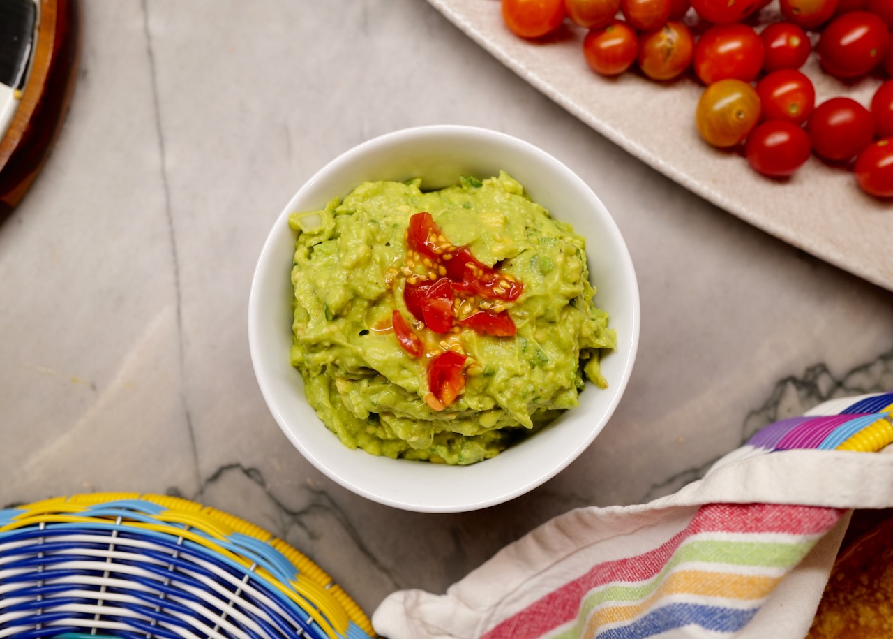 homemade guacamole recipe in a bowl.