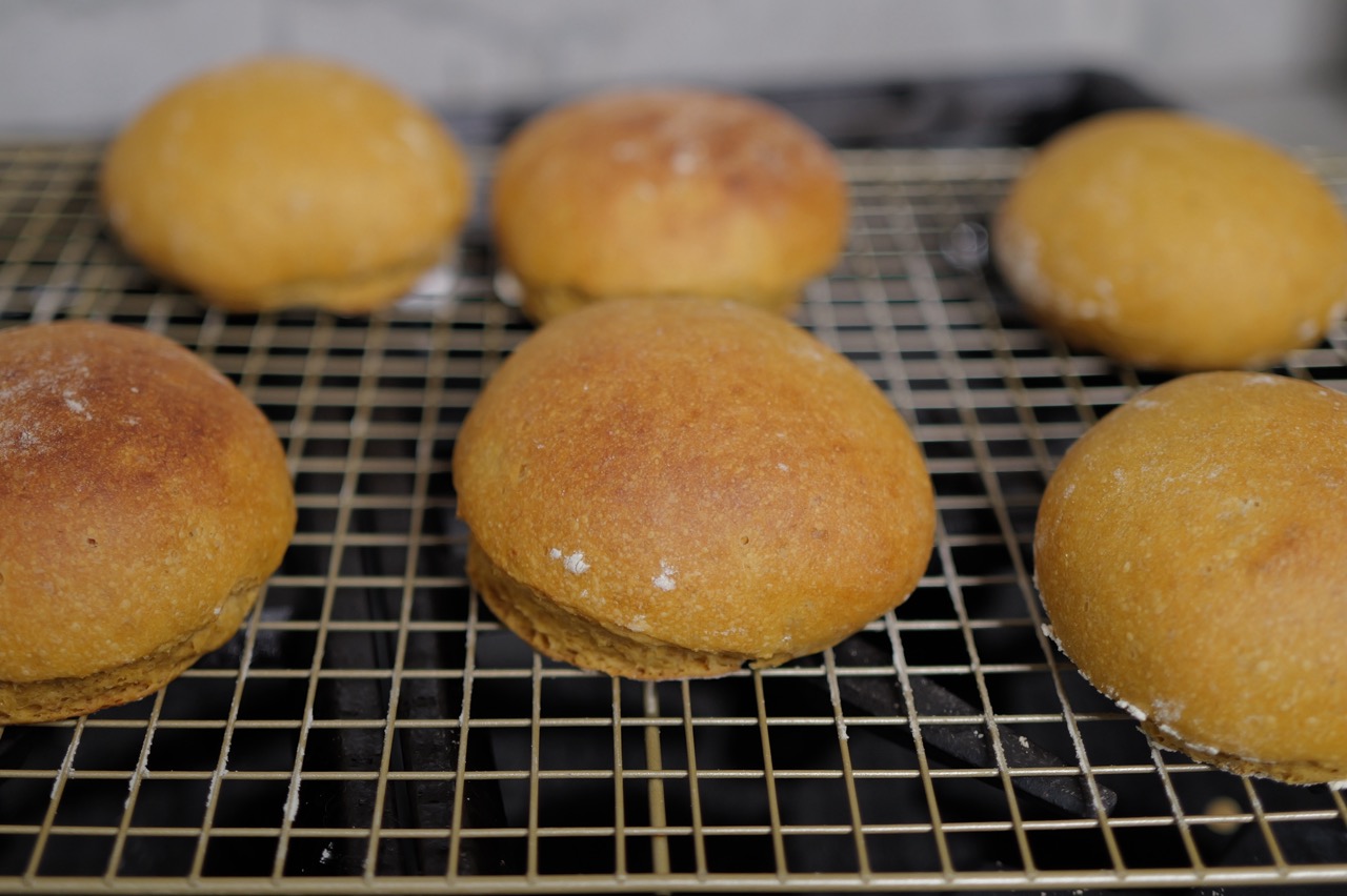 homemade brioche buns with einkorn