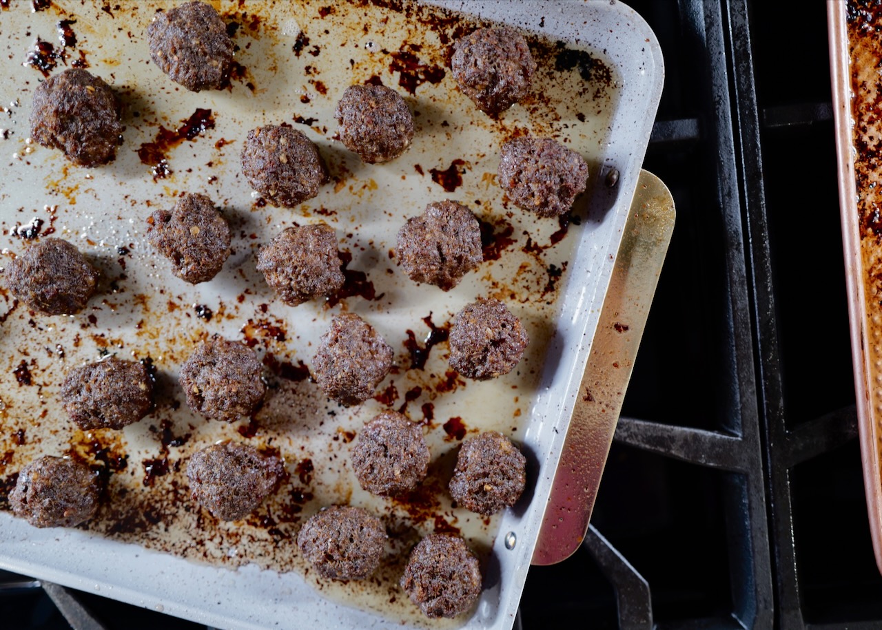 beef meatballs on sheet pan