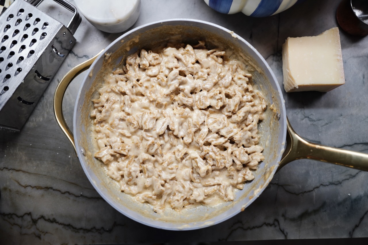 homemade Mac and cheese in sauce pan