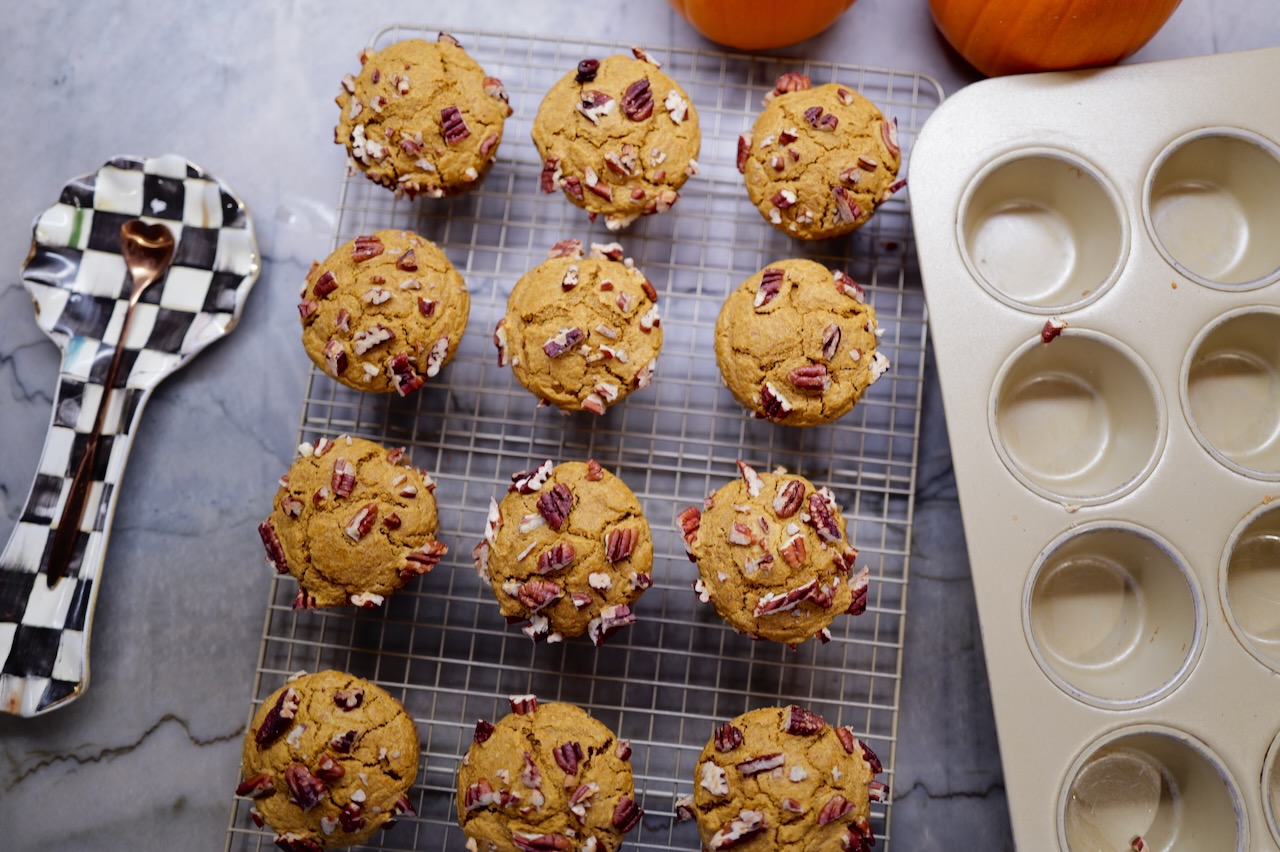 pumpkin muffins on cooling rack