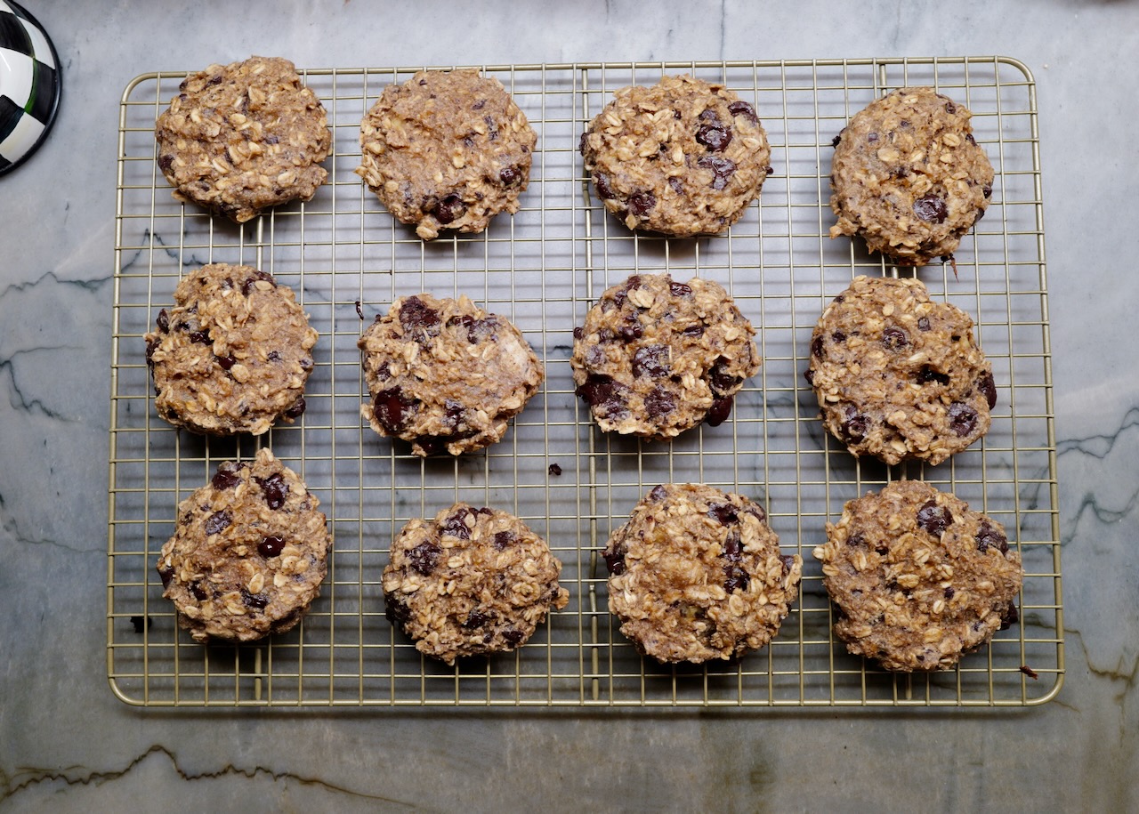 Banana Oat Cookies on rack