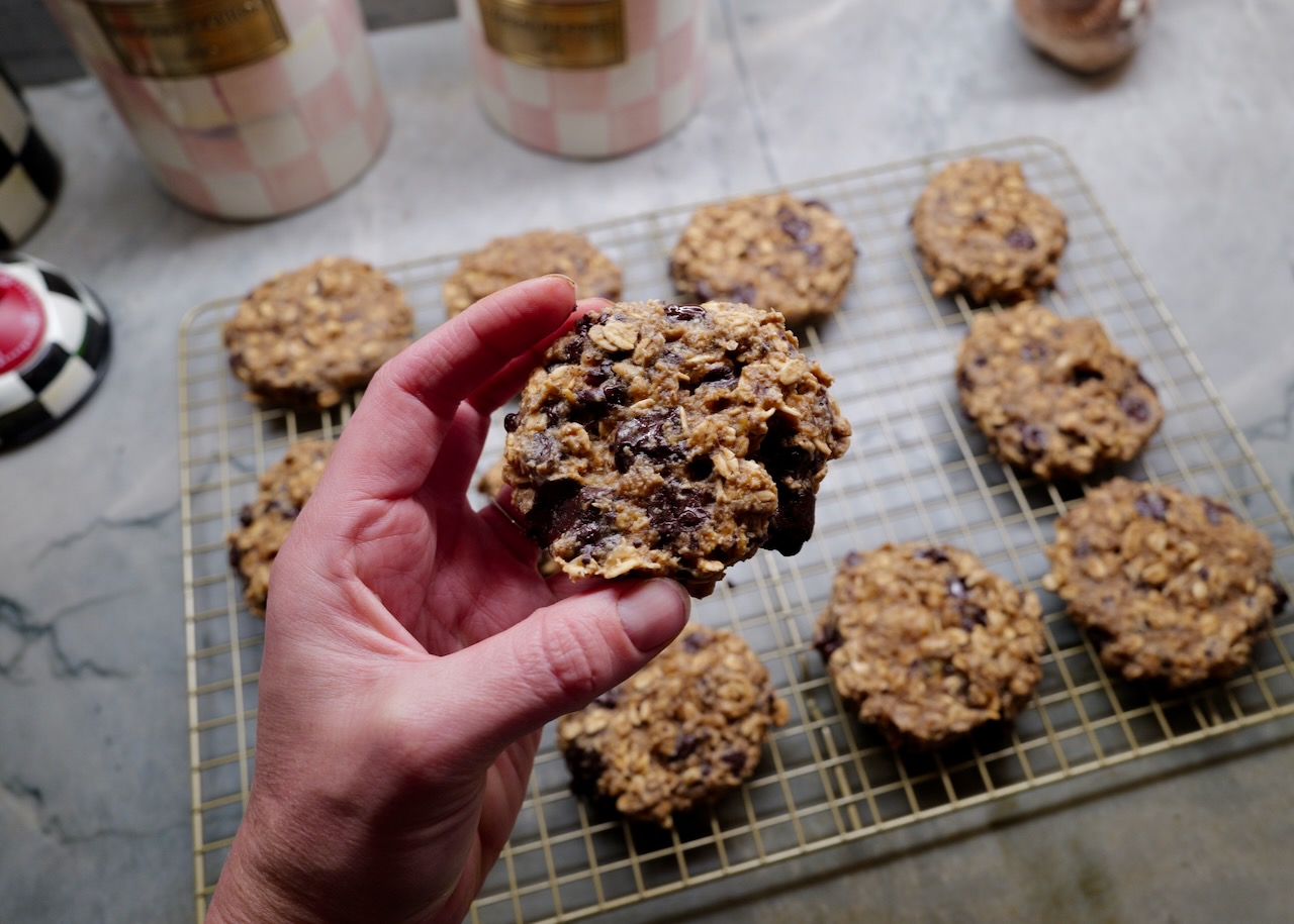 Gluten Free Banana Oat Chocolate Chip Cookies