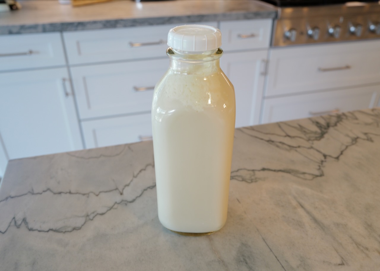 coconut milk in glass jar