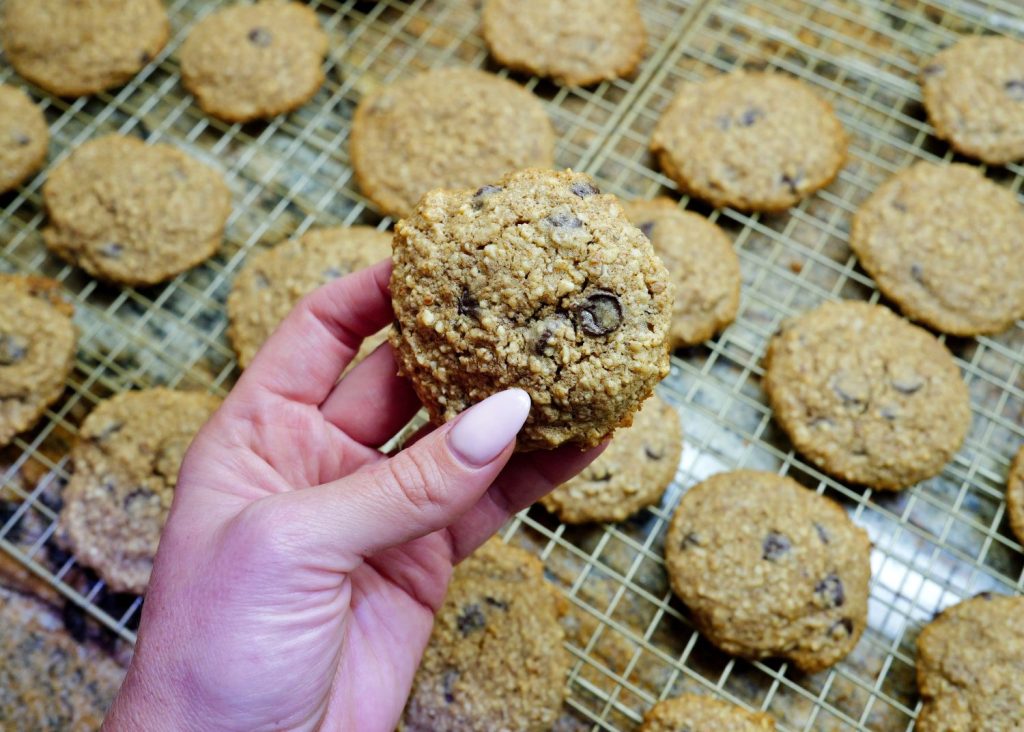 gluten free cowboy cookies - cowboy cookies recipe on cookie rack