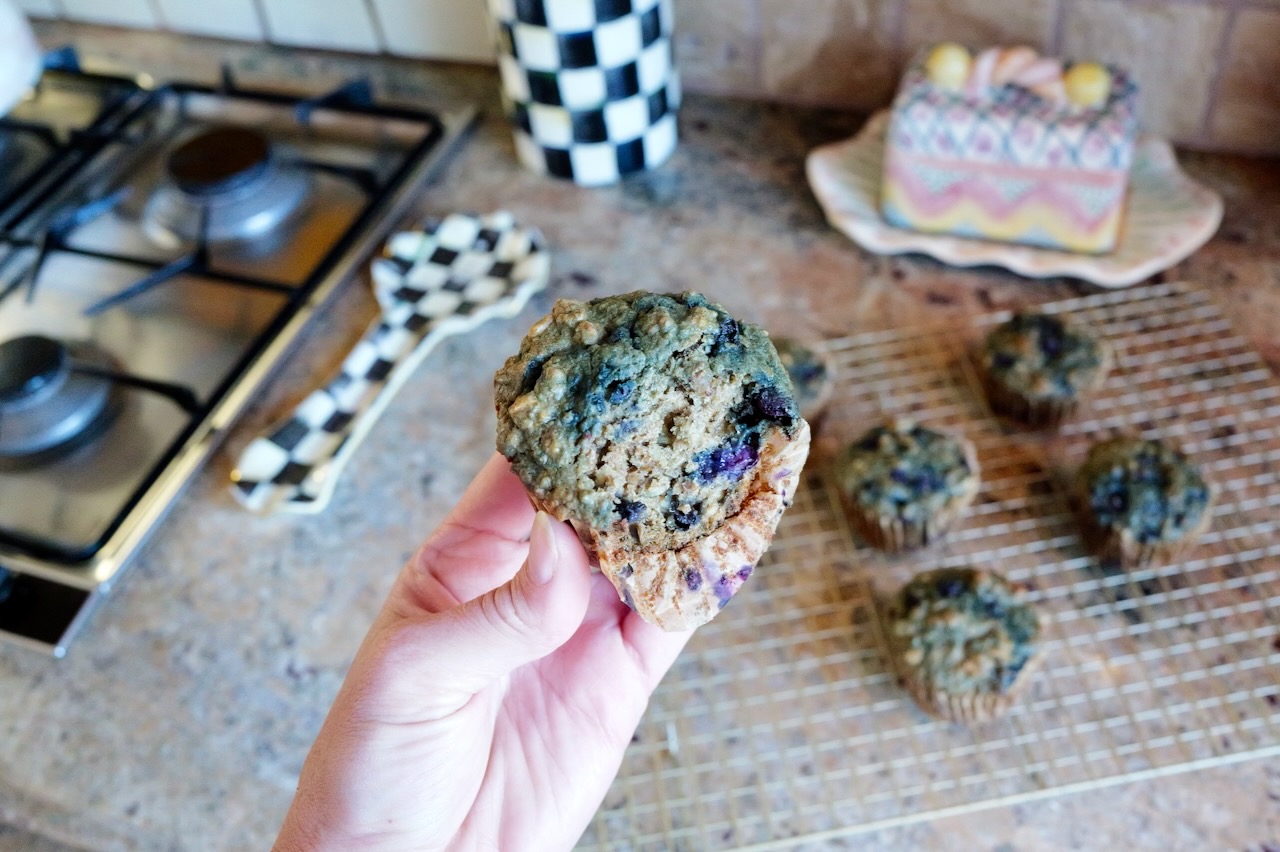 healthy blueberry oat muffins fermented overnight - gretchy recipes