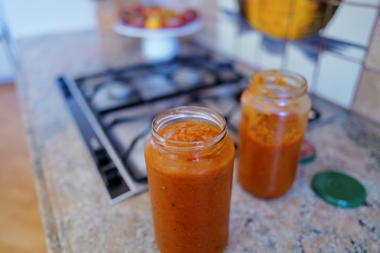homemade tomato sauce with skins